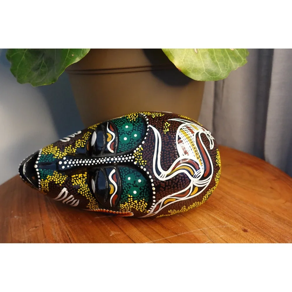 Wooden handcarved colorful wall gallery mask collectible art‎